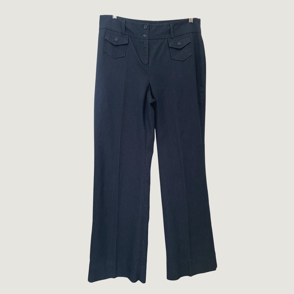 Women's Wide Leg Dress Pants Charcoal Gray Flap Pocket Trousers Office Formal 12